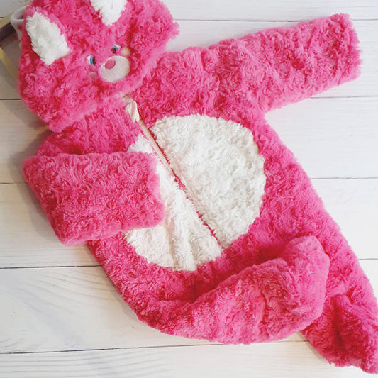 Osito peludo acolchado rosado y blanco 3-6 meses Marca Pumucki Estado Casi tiki