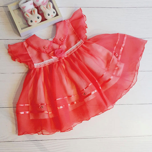 Vestido color coral con forro 0-3 meses Marca Otra Estado Tiki taka