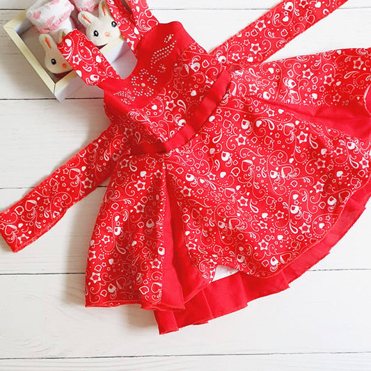 Vestido tela rojo diseños brillantes 0-3 meses Marca Otra Estado Tiki taka