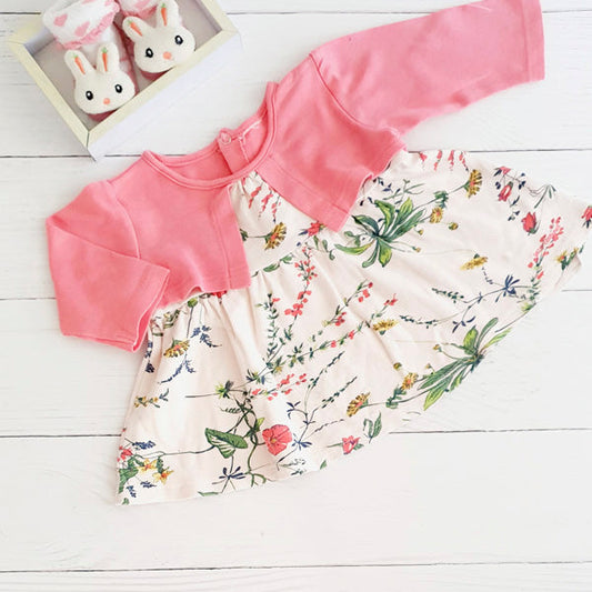 Vestido algodón flores color coral 3 meses Marca Otra Estado Tiki taka