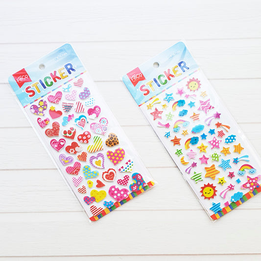 2 Sticker Glitter Infantil Corazones y clima