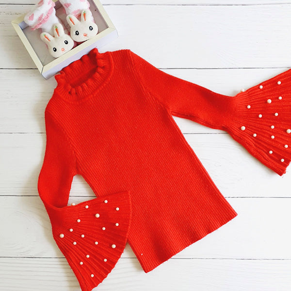 Sweater tejido rojo mangas con perlitas 18 meses Marca Otra Estado Casi tiki