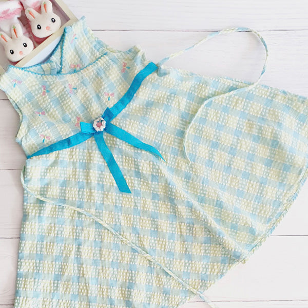 Vestido tela cuadrillé libélulas bordadas 3 años Marca Otra Estado Tiki taka