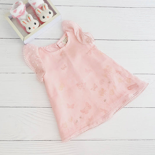 Vestido Tela Rosa Marca Ficcus 3-6 M Estado Casi tiki sku 40417