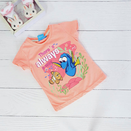 Polera Algodón  Rosa Marca Disney 6-9 M Estado Tiki taka