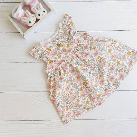 Vestido Algodón Flores Marca Otra 3-6 M Estado Tiki taka