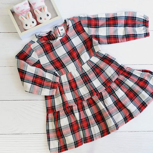Vestido Algodón cuadrillé Marca Hym 6-9 M Estado Tiki taka