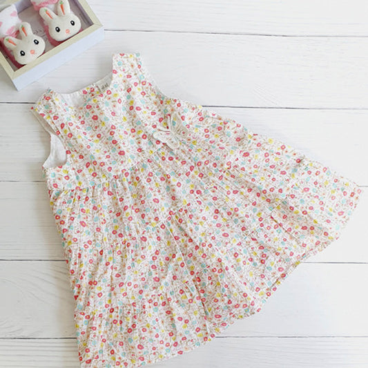 Vestido Algodón Flores Marca Hym 6-9 M Estado Tiki taka