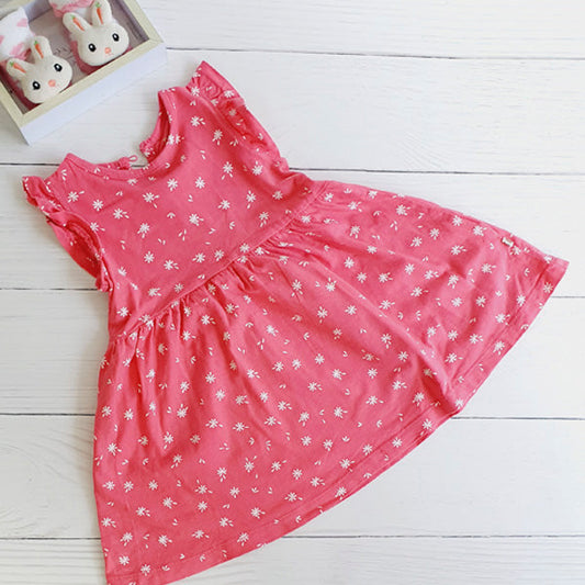 Vestido Algodón Fucsia Marca Baby harvest 9-12 M Estado Tiki taka