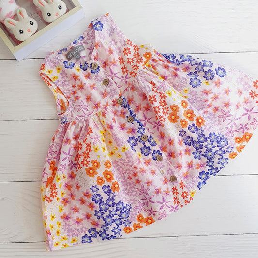 Vestido Algodón Flores Marca All basics 6 M Estado Tiki taka