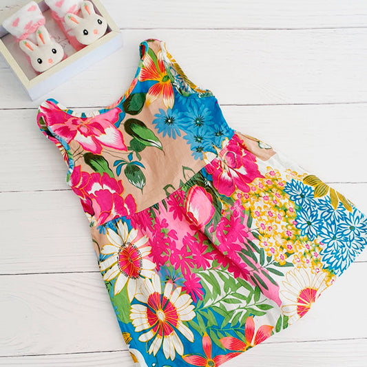 Vestido Algodón Flores Marca Otra 2 A Estado Tiki taka
