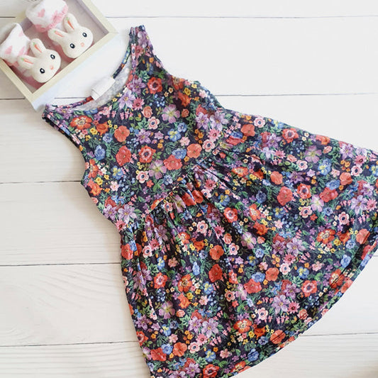 Vestido Algodón Flores Marca Hym 3 A Estado Tiki taka