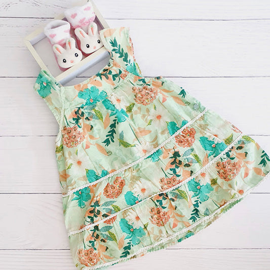 Vestido Algodón Flores Marca Pillin 12 M Estado Tiki taka