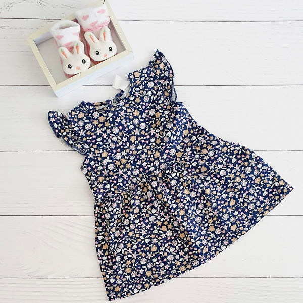 Vestido Algodón Flores Marca Hym 3-6 M Estado Tiki taka
