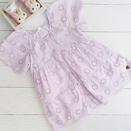 Vestido Algodón Lila Marca Ficcus 18 M Estado Casi tiki