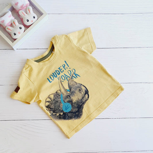 Polera Algodón Amarillo Marca Ficcus 3-6 M Estado Tiki taka
