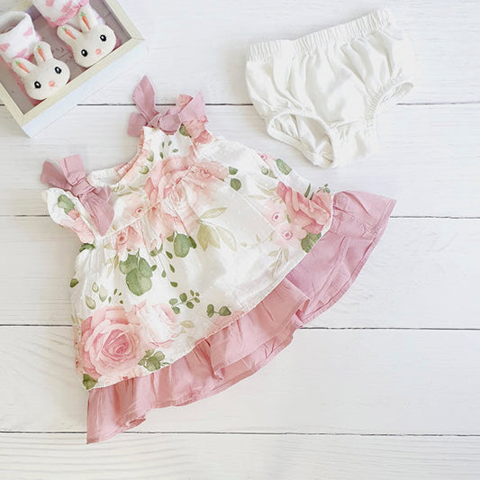 Vestido Algodón Flores Marca Limonada 3 M Estado Tiki taka