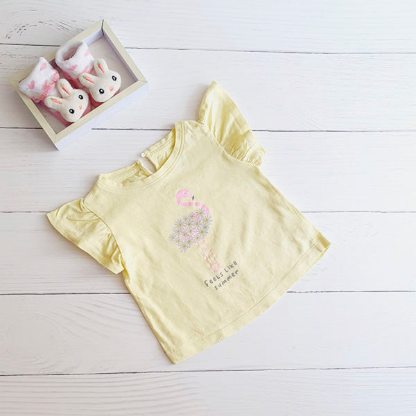 Polera Algodón Amarillo Marca Colloky 9-12 M Estado Tiki taka