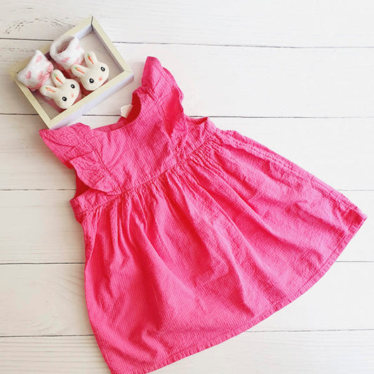 Vestido Algodón Fucsia Marca Hym 9-12 M Estado Tiki taka