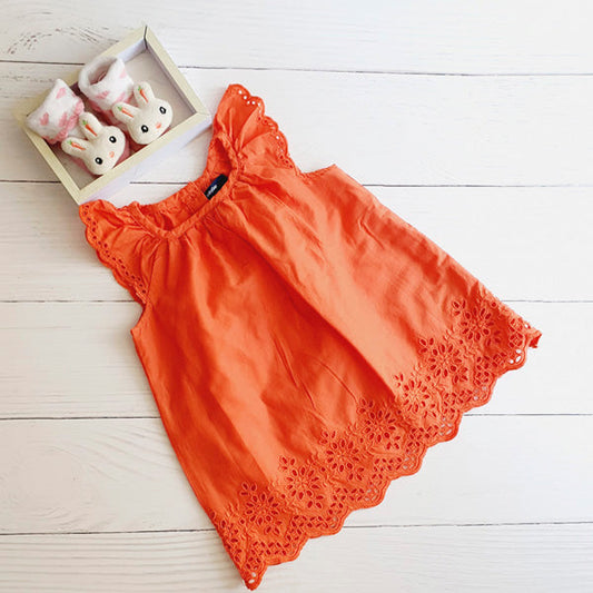 Vestido Algodón Naranja Marca Gap 6-12 M Estado Tiki taka