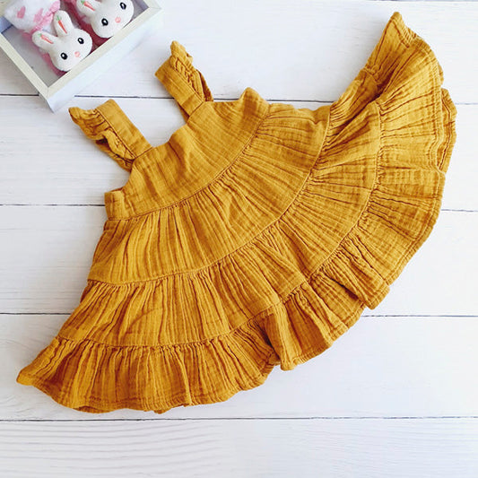 Vestido Algodón Mostaza Marca Gap 3-6 M Estado Tiki taka