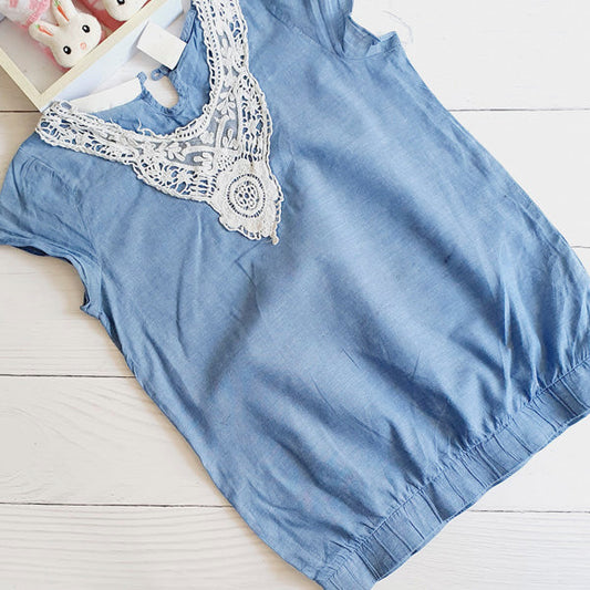 Blusa Algodón Azul Marca Hym 10 A Estado Casi tiki
