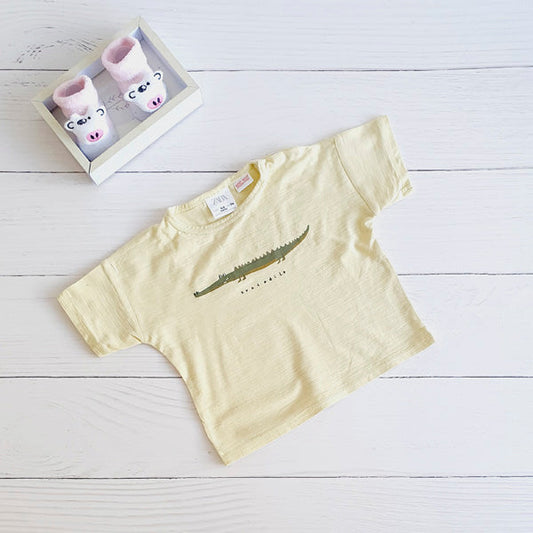 Polera Algodón Amarillo Marca Zara 6-9 M Estado Tiki taka