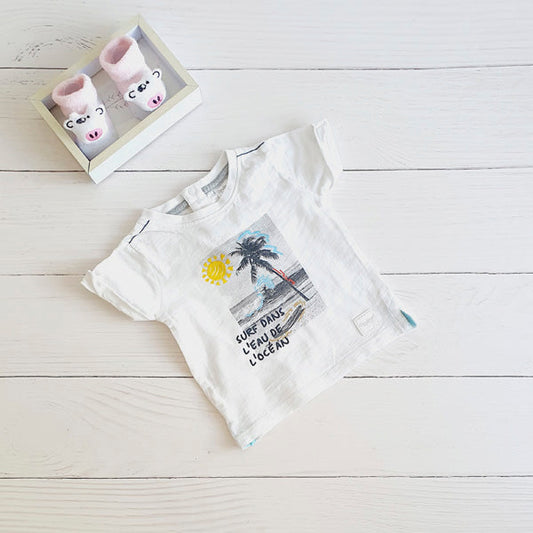 Polera Algodón Blanco Marca Opaline 6 M Estado Tiki taka