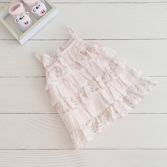 Vestido Tela Rosa Marca Baby harvest 0-3 M Estado Tiki taka