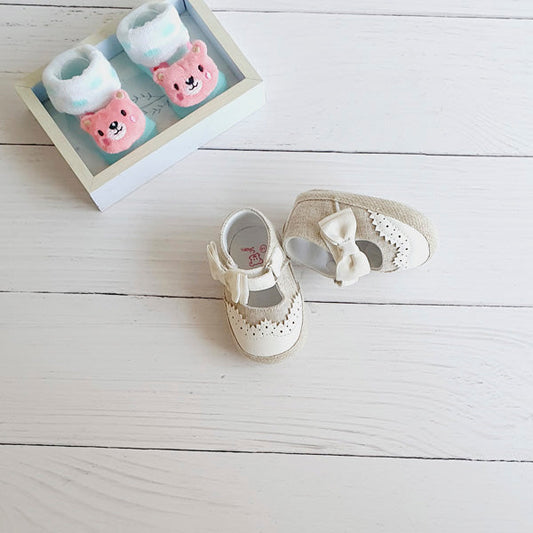 Zapato blando Tela Blanco Marca Limonada 3-6 M Estado Nuevo