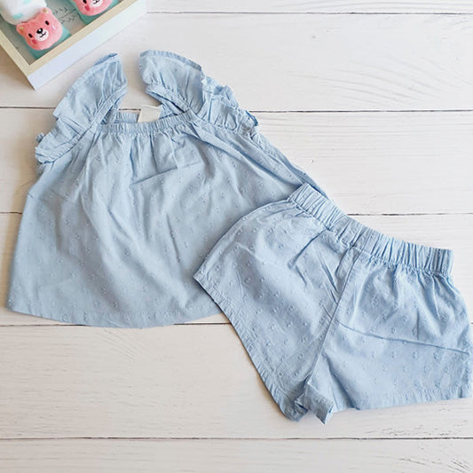 Conjunto Algodón Celeste Marca Hym 3-6 M Estado Tiki taka