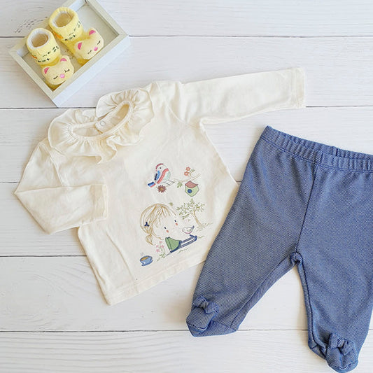 Conjunto Algodón Beige Marca Pillin 6 M Estado Tiki taka