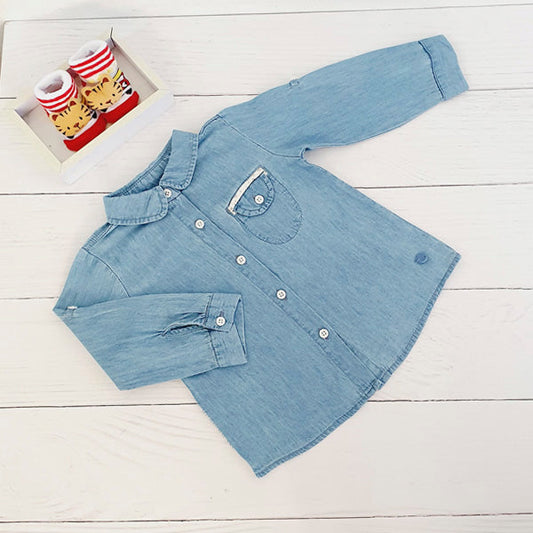 Blusa Algodón Azul Marca Pillin 9 M Estado Tiki taka