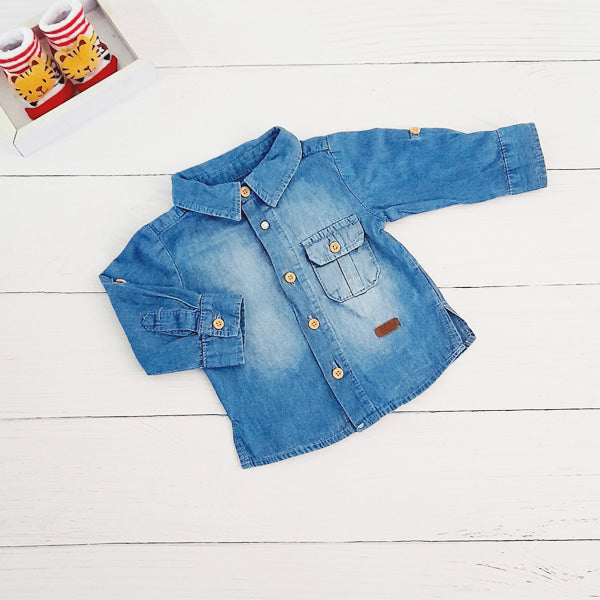 Camisa Algodón Azul Marca Pillin 3 M Estado Tiki taka