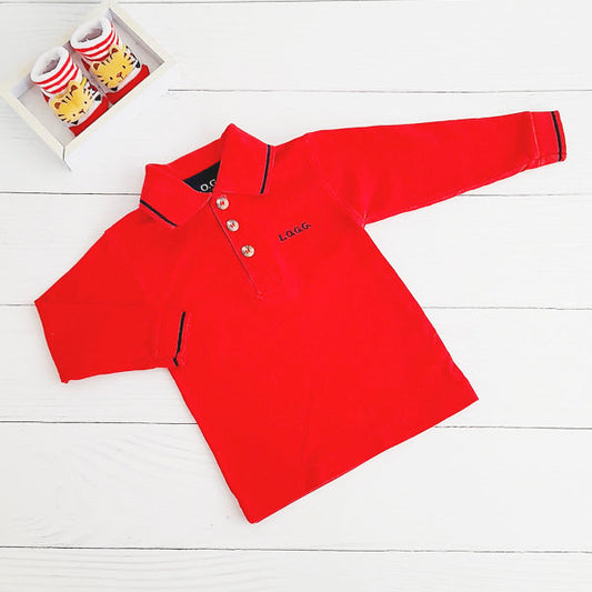 Polera Piqué Rojo Marca Otra 9-12 M Estado Tiki taka