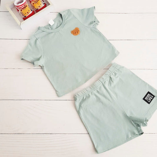 Conjunto Algodón Verde Marca Shein 6-9 M Estado Casi tiki