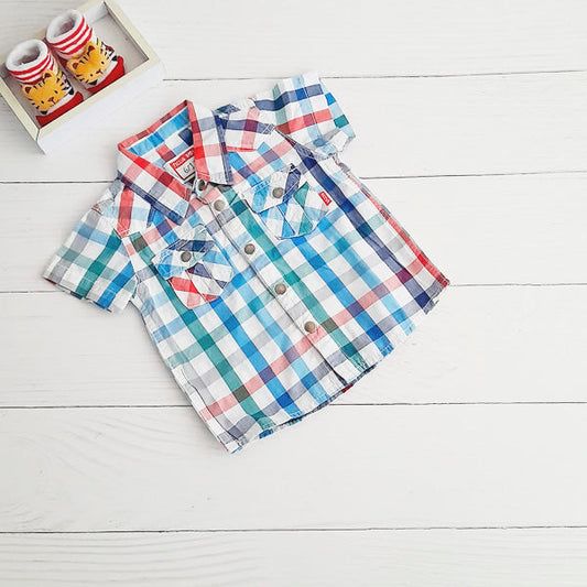 Camisa Algodón Multicolor Marca Ficcus 6-12 M Estado Casi tiki