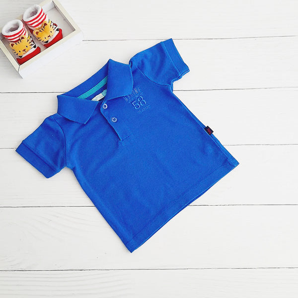 Polera Algodón Azul Marca Baby by little topsis 12-18 M Estado Casi tiki