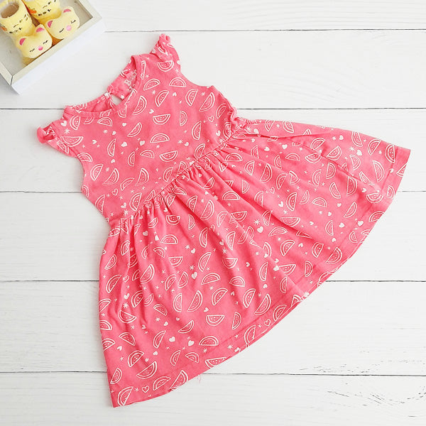 Vestido Algodón Fucsia Marca Baby harvest 12-18 M Estado Tiki taka