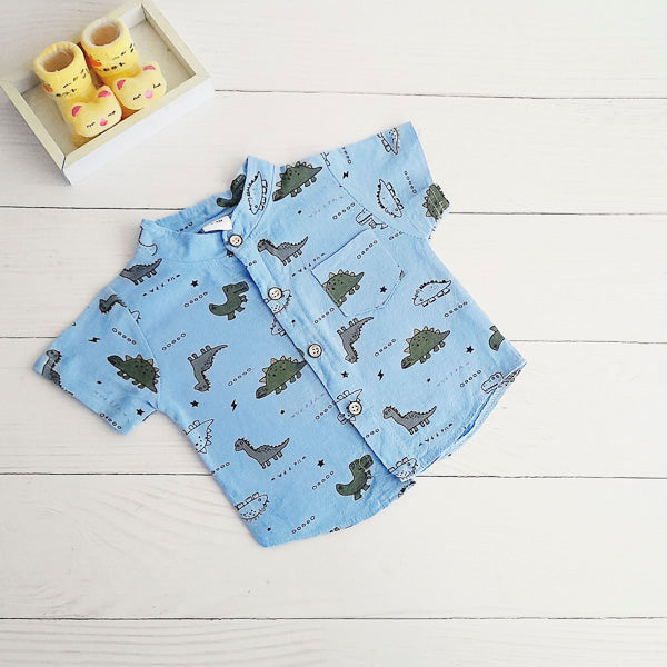 Camisa Algodón Celeste Marca Otra 6-9 M Estado Tiki taka