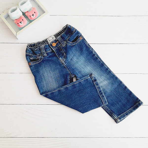 Jeans Mezclilla Azul Marca The Children's Place 12-18 M Estado Casi tiki