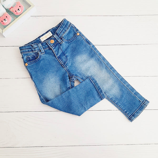 Jeans Mezclilla Azul Marca Baby harvest 12-18 M Estado Casi tiki