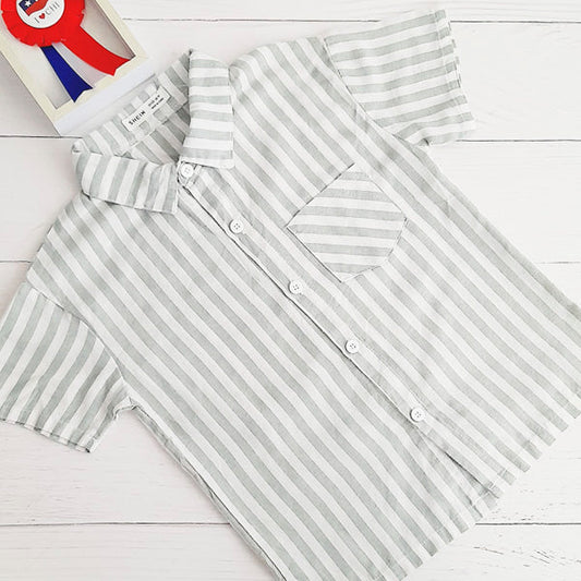 Camisa Algodón Rayas Marca Hym 7 A Estado Casi tiki