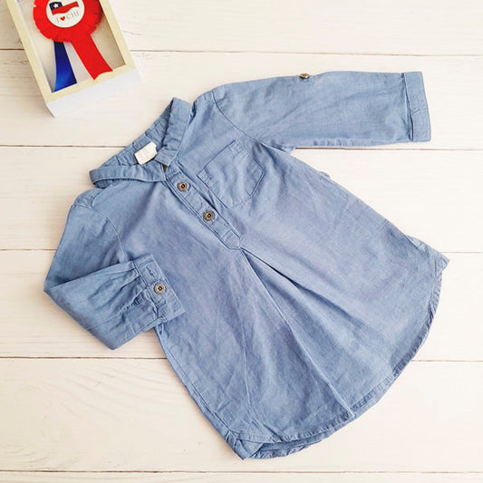 Vestido Algodón Azul Marca Hym 3-6 M Estado Casi tiki