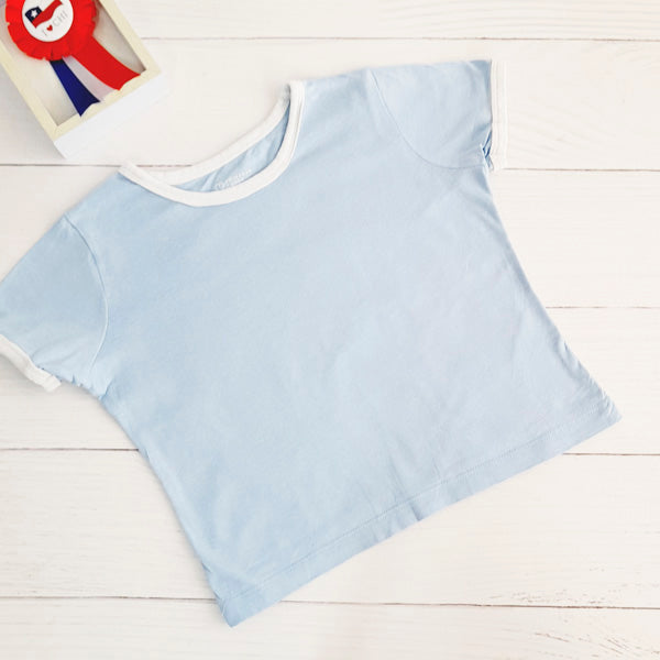 Polera Algodón Celeste Marca Primark 5 A Estado Tiki taka