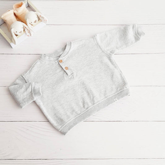 Polerón Algodón Gris Marca Tribu 3-6 M Estado Casi tiki