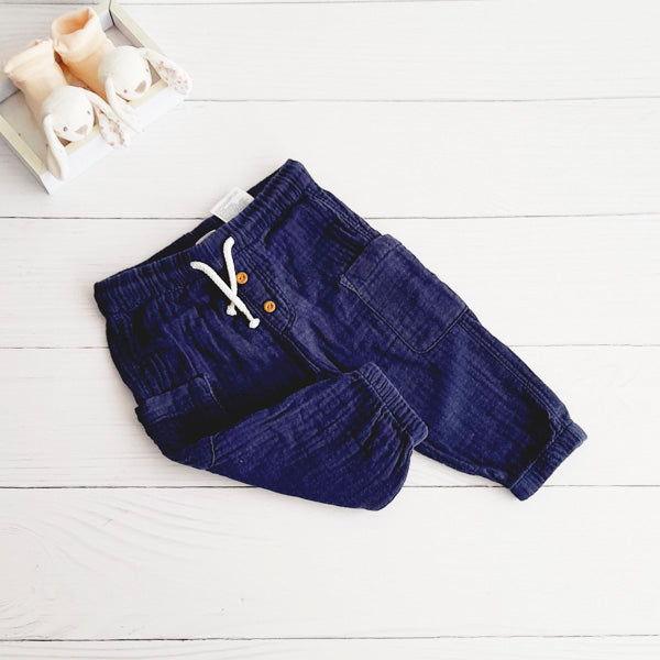 Pantalón Algodón Azul Marca Hym 3-6 M Estado Casi tiki
