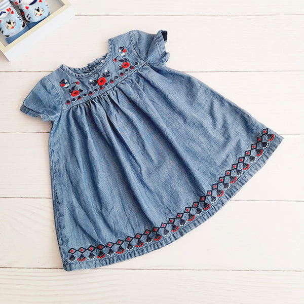 Vestido Algodón Azul Marca Carter's 6 M Estado Tiki taka