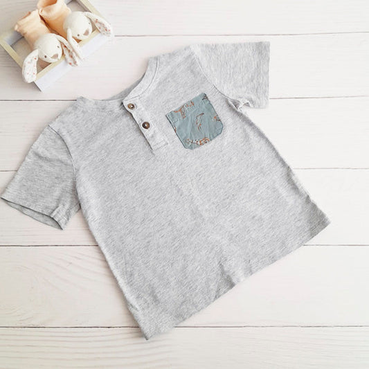 Polera Algodón Gris Marca Garanimals 4 A Estado Casi tiki