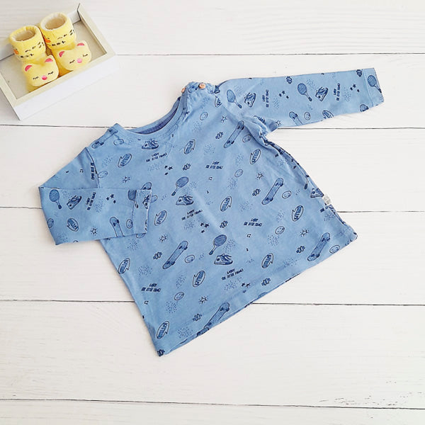 Polera Algodón Azul Marca Tribu 6 M Estado Casi tiki